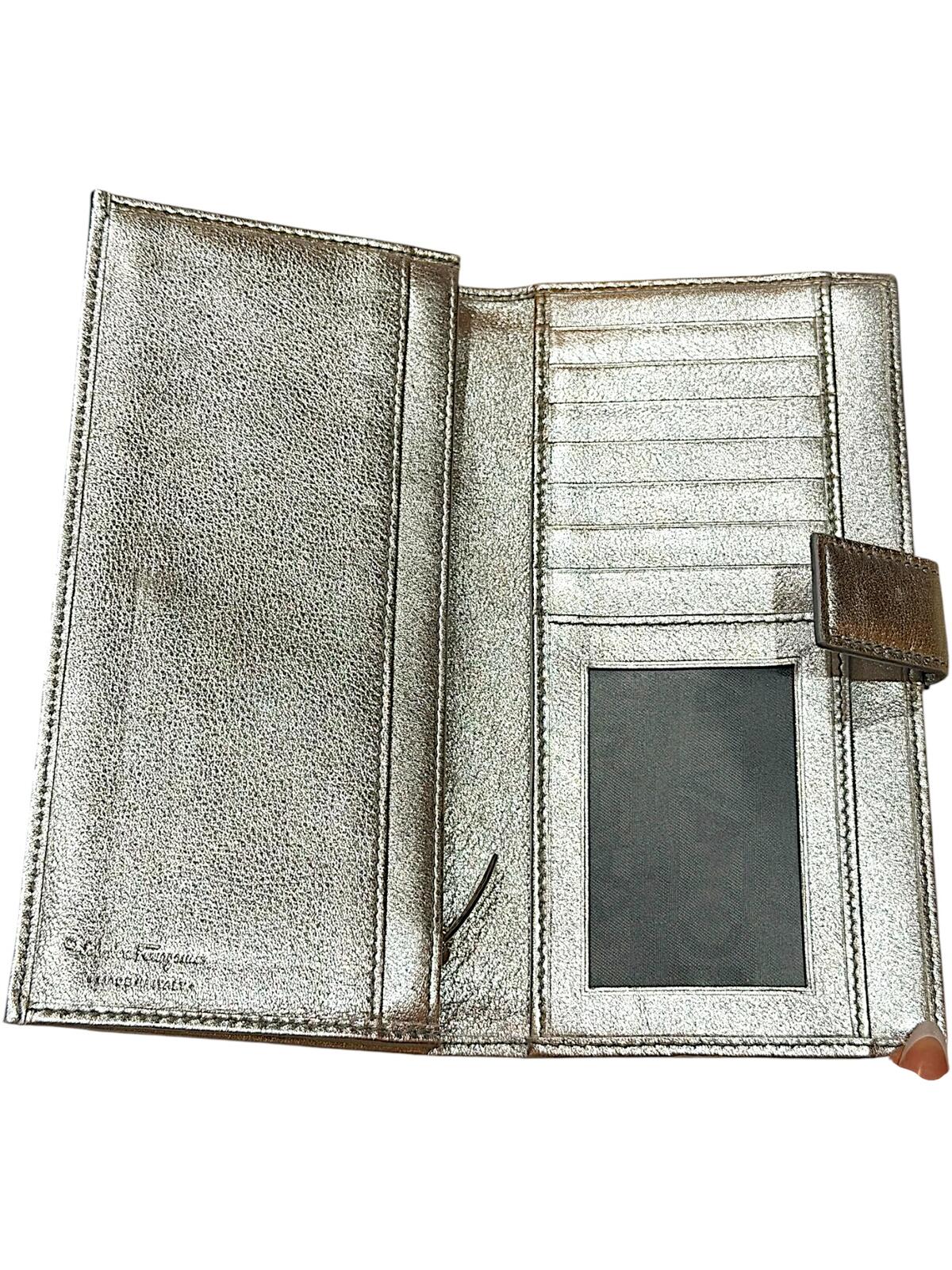 Salvatore Ferragamo Silver Leather Wallet NWOT