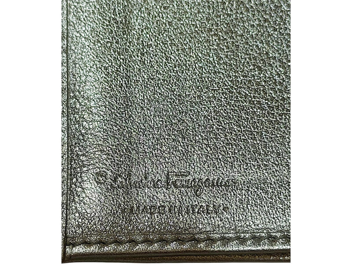 Salvatore Ferragamo Silver Leather Wallet NWOT