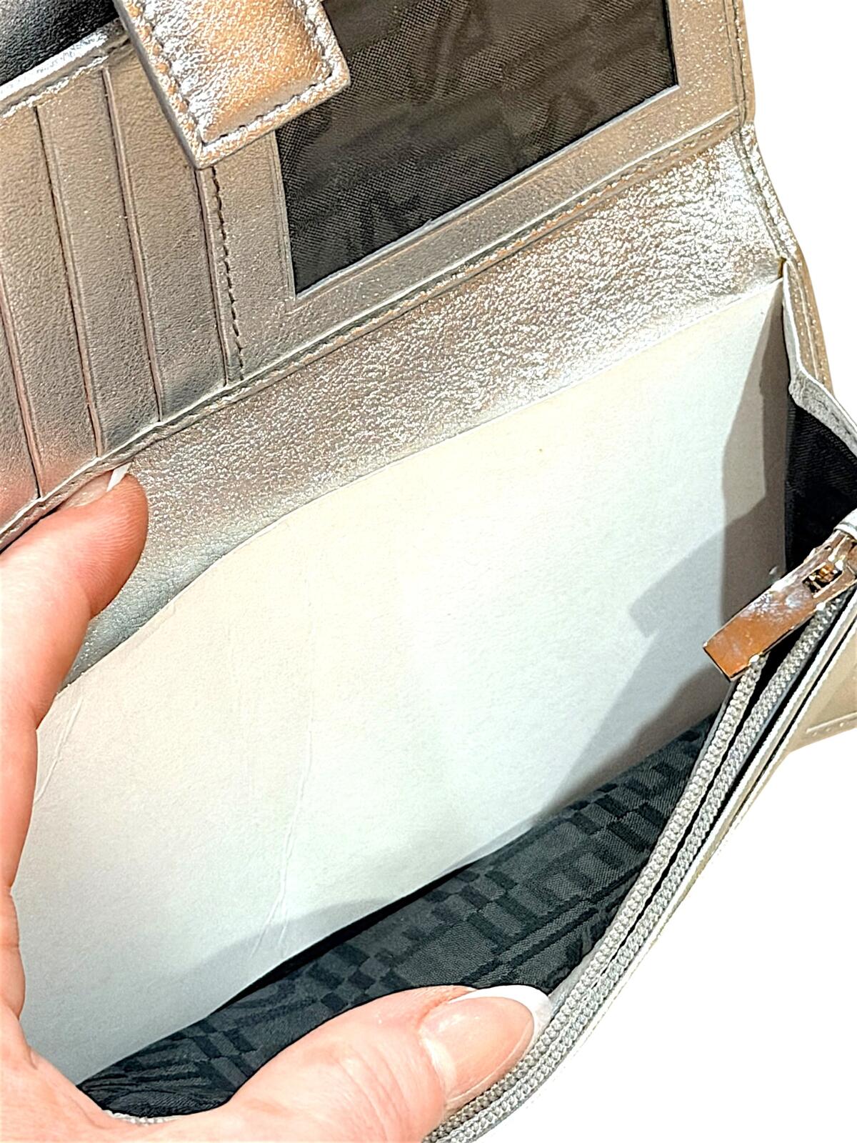 Salvatore Ferragamo Silver Leather Wallet NWOT