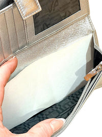 Salvatore Ferragamo Silver Leather Wallet NWOT