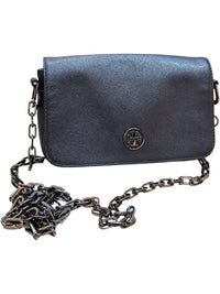 Tory Burch Black Saffiano Leather Crossbody Bag with Chain Strap
