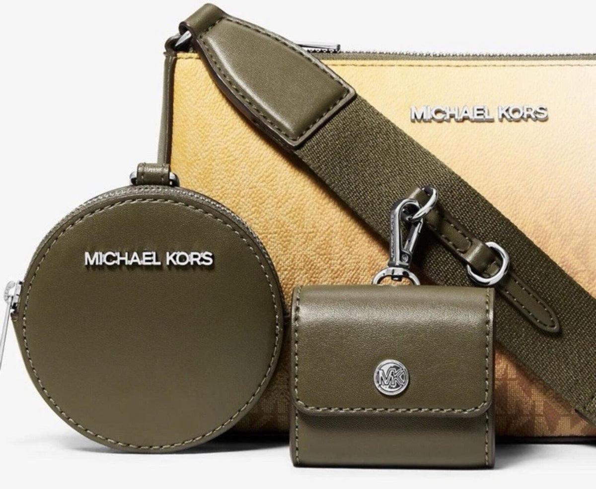 Michael Kors Ombre Olive Jet Set Crossbody Bag with Coin and Card Holders NWT