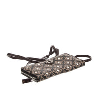 Brighton Printed Crossbody Wallet Pouch Black Silver-Tone Hardware