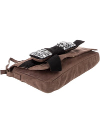 See by Chloé Crystal Bow Suede Messenger Bag Brown Crossbody Shoulder Bag