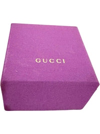 Gucci Crystal & Resin Interlocking GG Flower Ring Blue Gold Tone Size S 6.25
