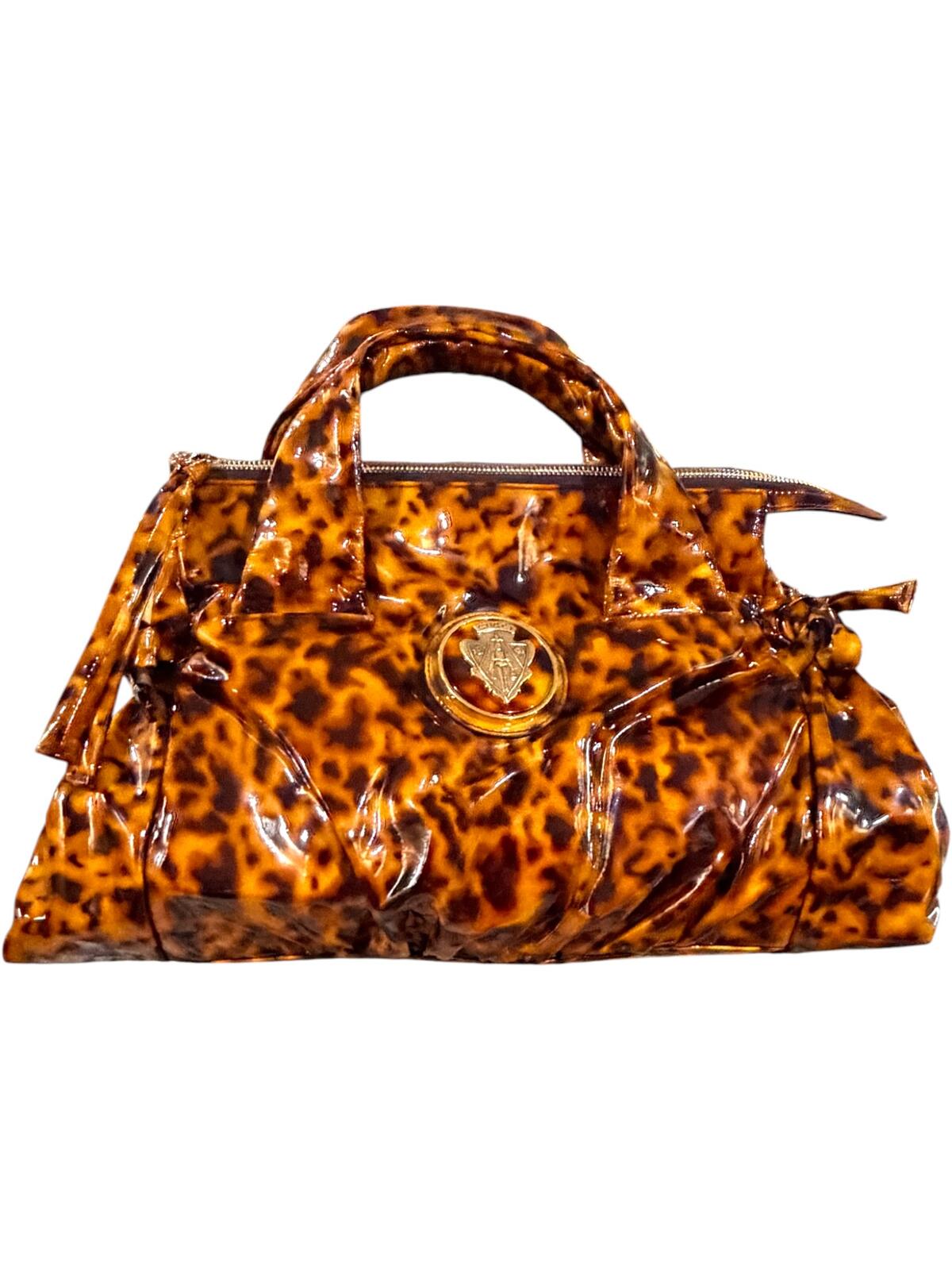 Gucci Hysteria Patent Leather Animal Print Brown Tortoise Patent Satchel