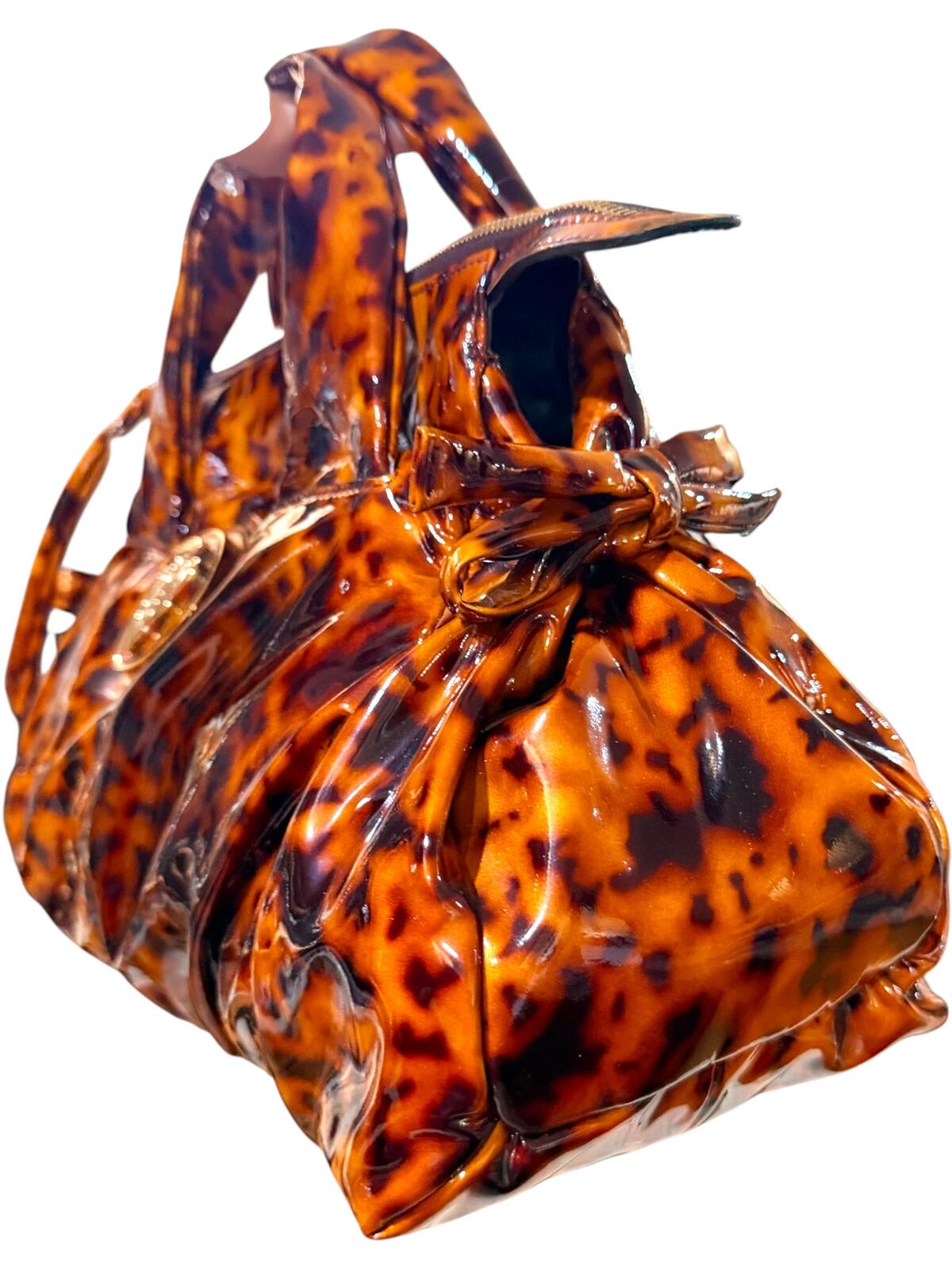 Gucci Hysteria Patent Leather Animal Print Brown Tortoise Patent Satchel