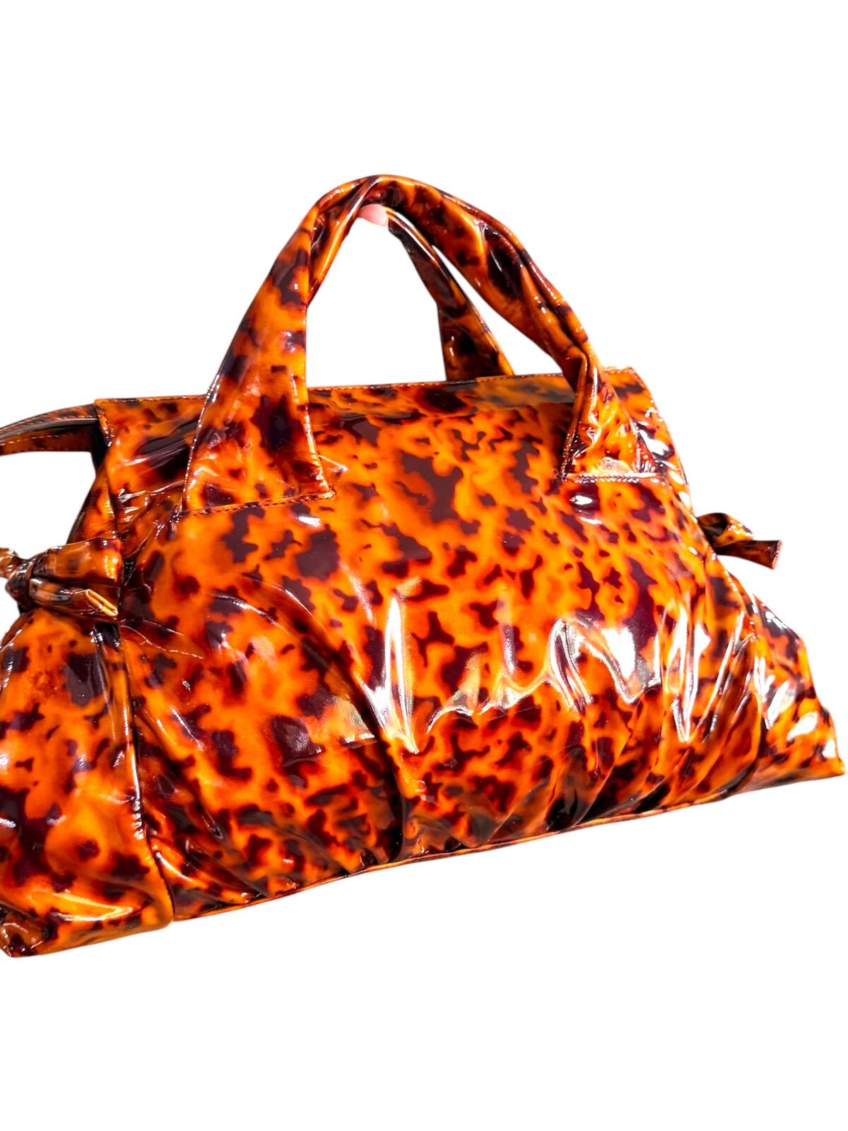 Gucci Hysteria Patent Leather Animal Print Brown Tortoise Patent Satchel