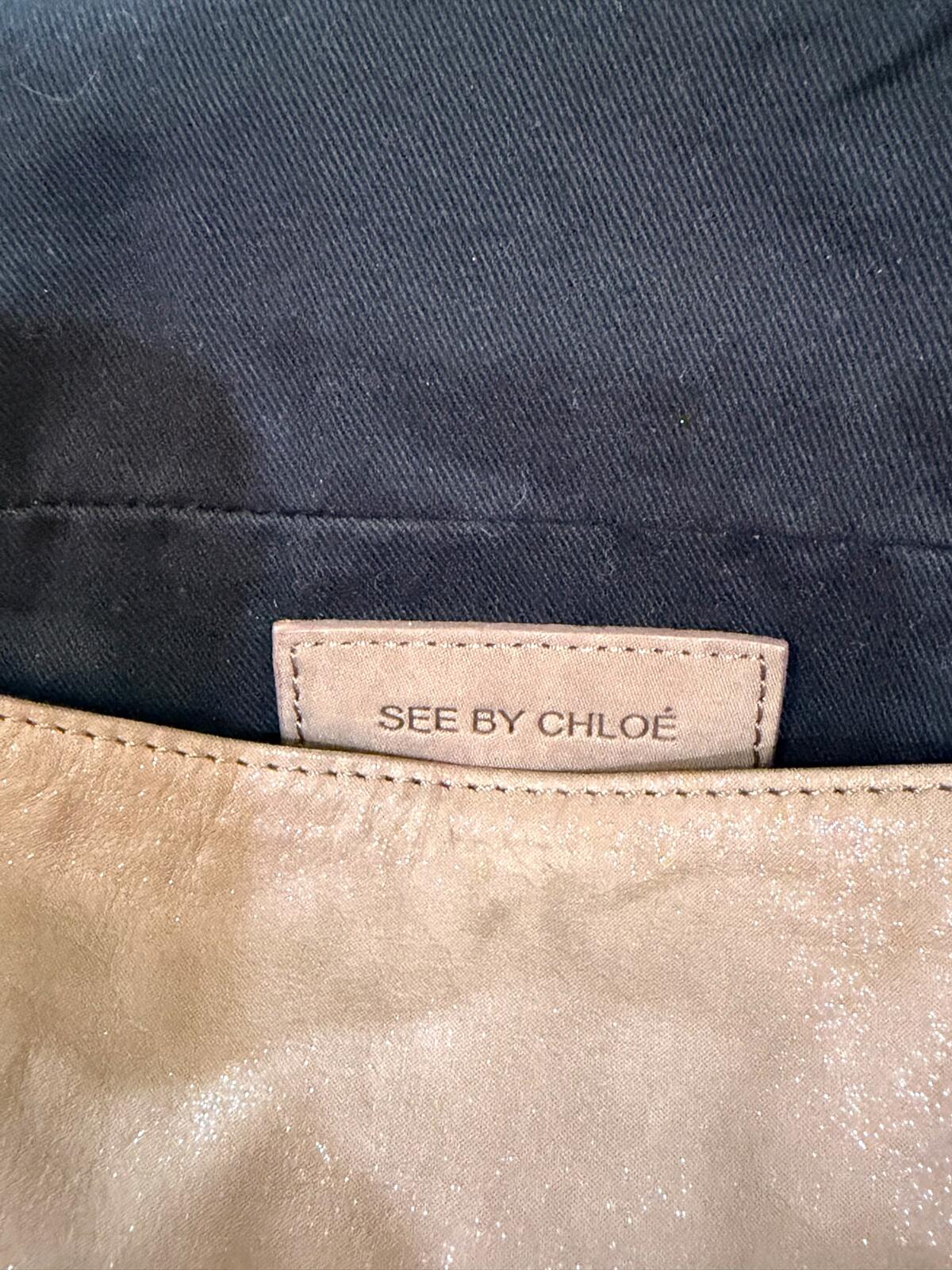See by Chloé Crystal Bow Suede Messenger Bag Brown Crossbody Shoulder Bag