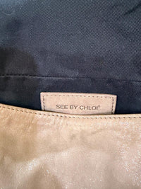 See by Chloé Crystal Bow Suede Messenger Bag Brown Crossbody Shoulder Bag