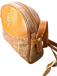 Nina Ricci Brown Leather and Canvas Crossbody Bag