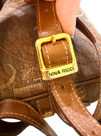Nina Ricci Brown Leather and Canvas Crossbody Bag