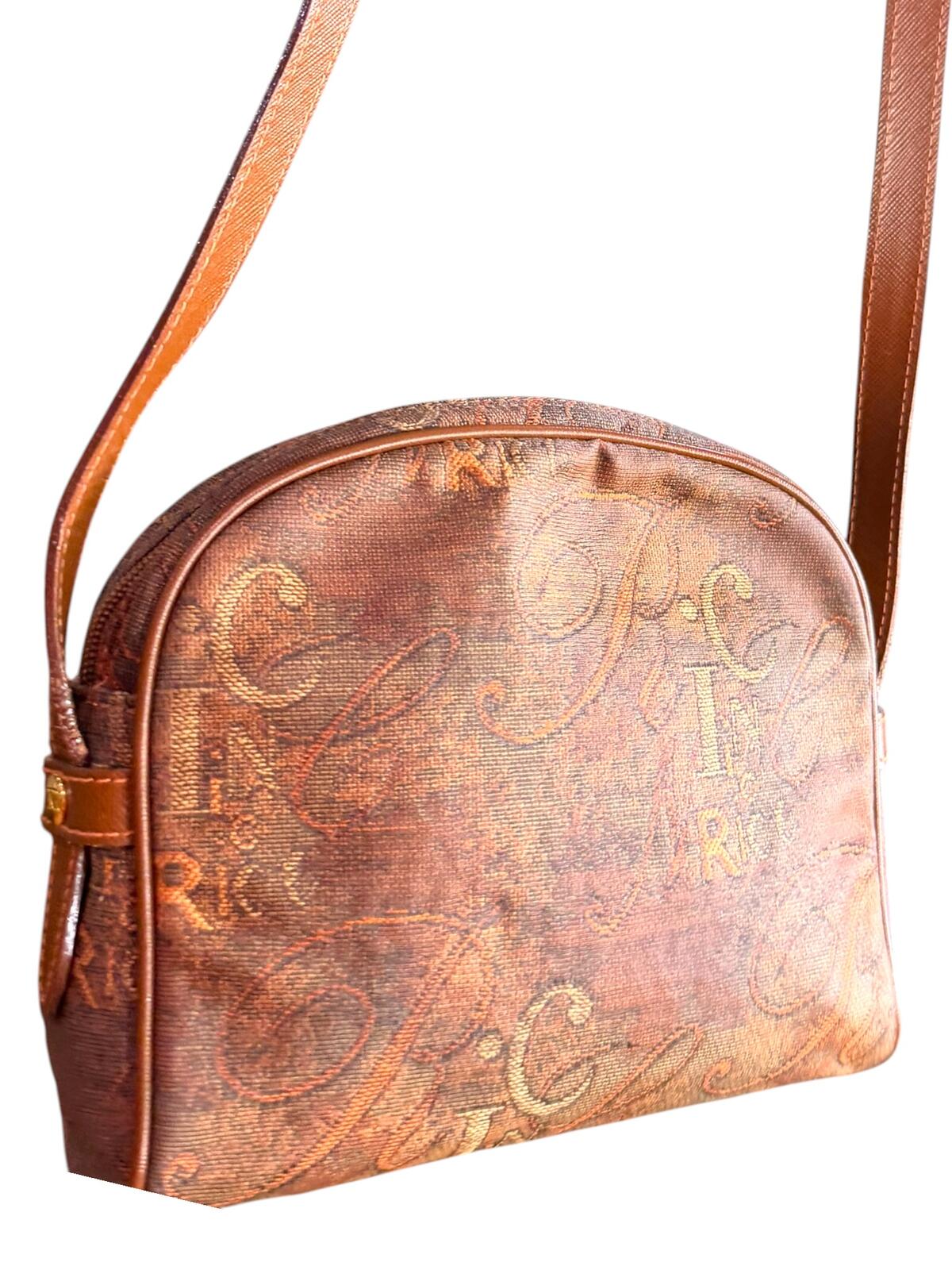 Nina Ricci Brown Leather and Canvas Crossbody Bag