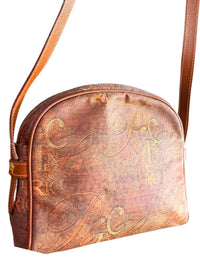 Nina Ricci Brown Leather and Canvas Crossbody Bag