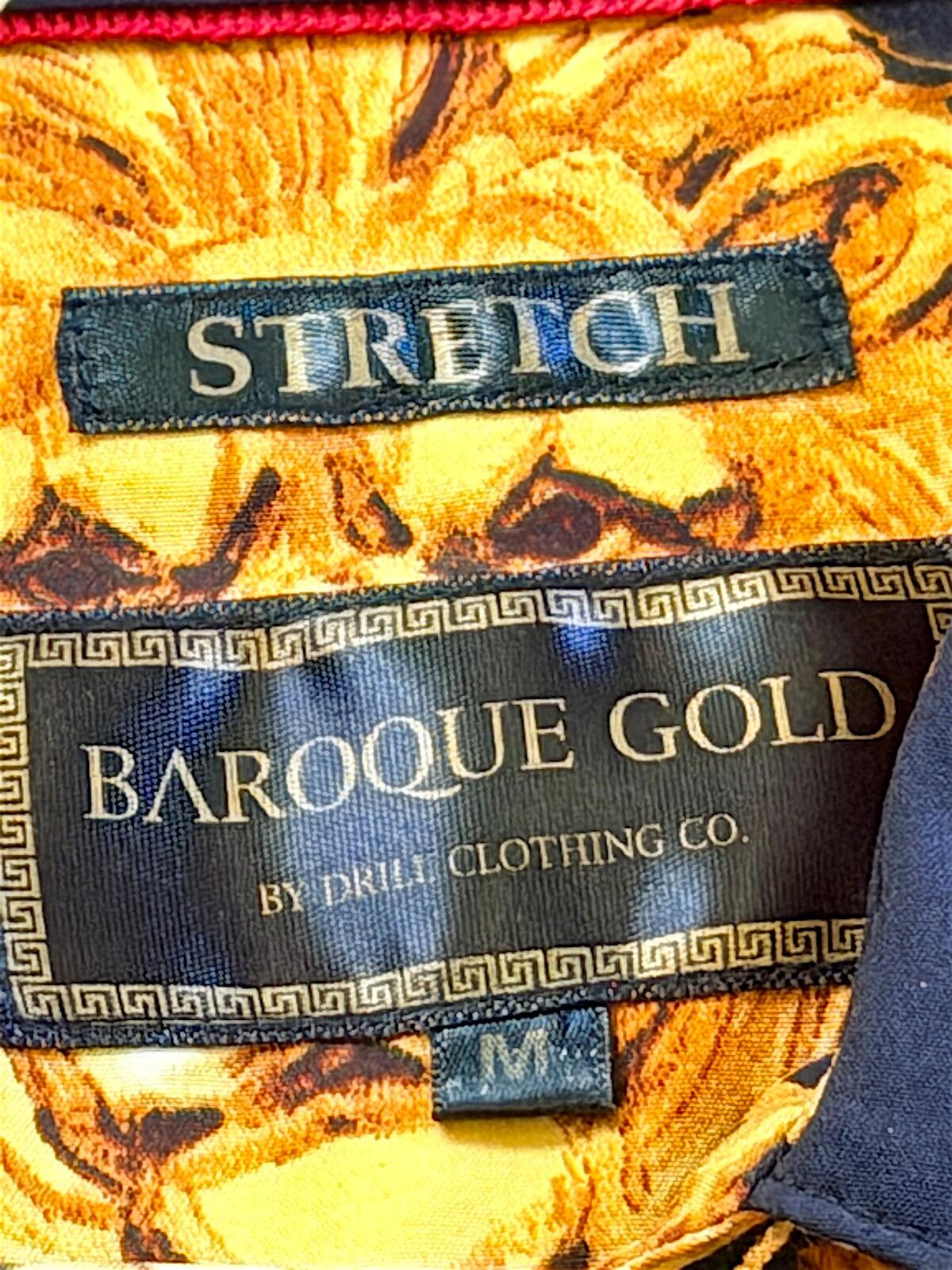 Baroque Gold Italian Designer Style Shirt Royal Lion Head Size M