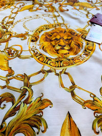 Platini White Polo Shirt with Gold Lion and Chain Print