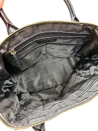 Michael Kors Black Pebbled Leather Zip Top Tote Satchel with MK Charm
