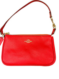 Coach Nolita 19 Pebble Leather Wristlet Carnation Red Gold Tone Pouch NWT