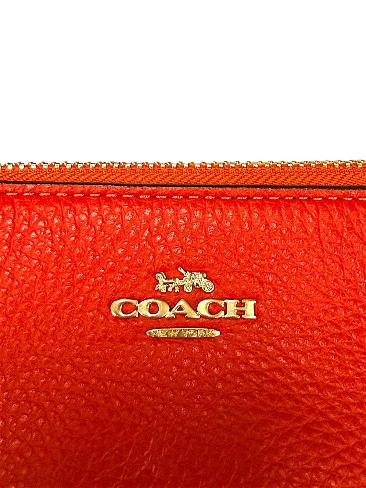 Coach Nolita 19 Pebble Leather Wristlet Carnation Red Gold Tone Pouch NWT