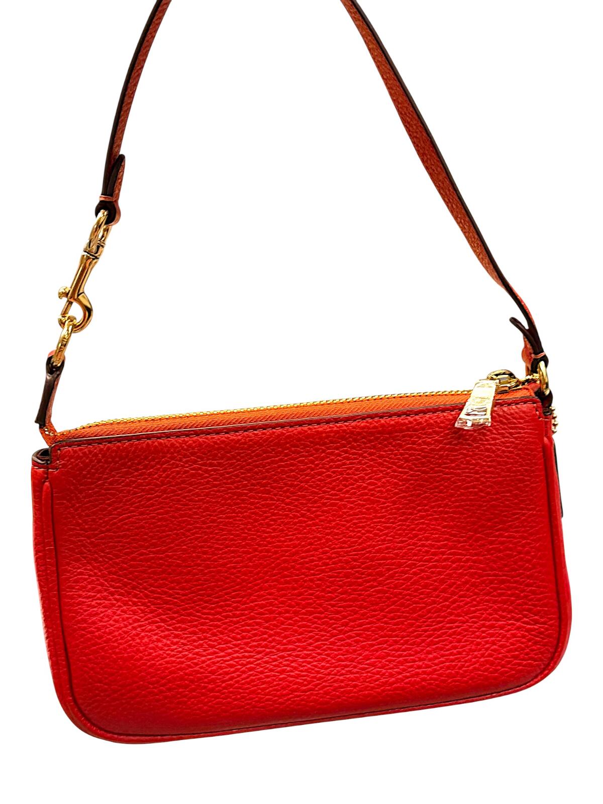 Coach Nolita 19 Pebble Leather Wristlet Carnation Red Gold Tone Pouch NWT