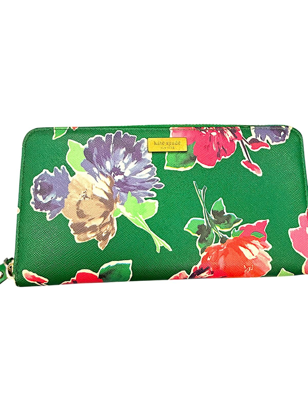 Kate Spade Grant Street Stacy Green Spring Bloom Bi-fold Zip Wallet
