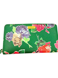 Kate Spade Grant Street Stacy Green Spring Bloom Bi-fold Zip Wallet