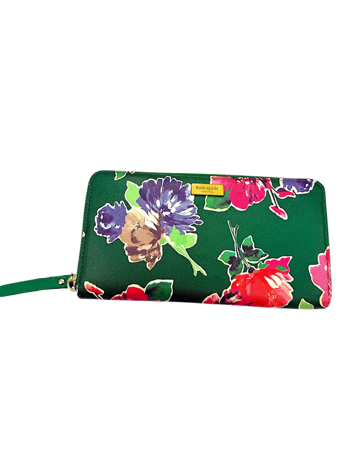Kate Spade Grant Street Stacy Green Spring Bloom Bi-fold Zip Wallet
