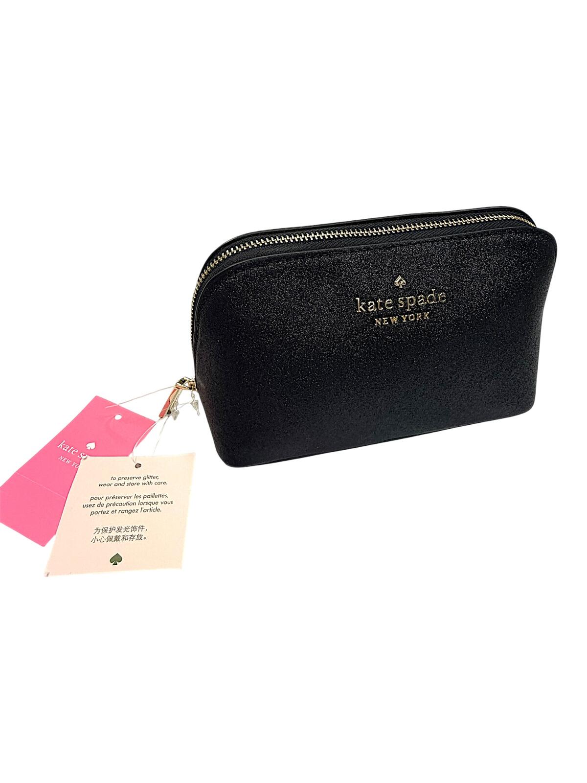 Kate Spade New York Black Glitter Zip Pouch Wristlet