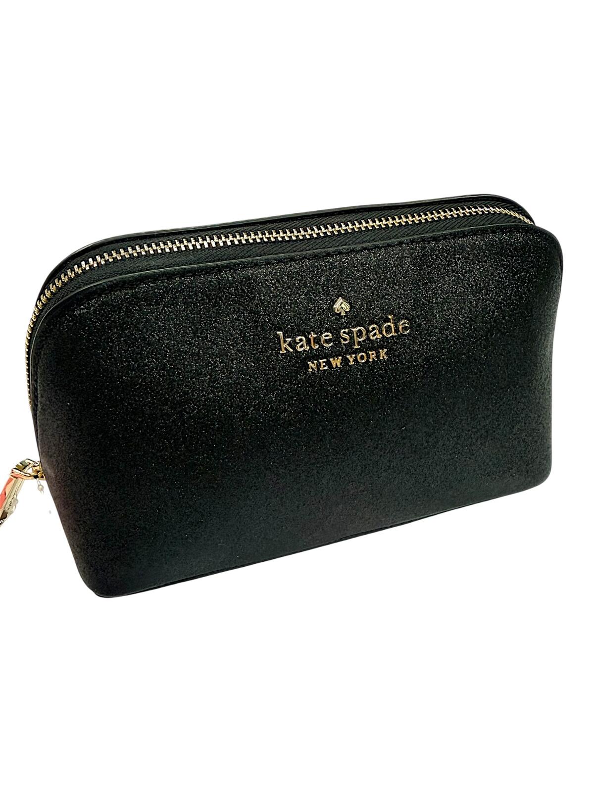 Kate Spade New York Black Glitter Zip Pouch Wristlet