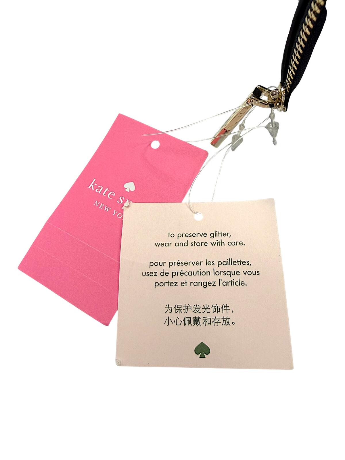 Kate Spade New York Black Glitter Zip Pouch Wristlet