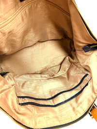 Lauren Ralph Lauren Black Leather Tote Bag with Tan Handles and Strap