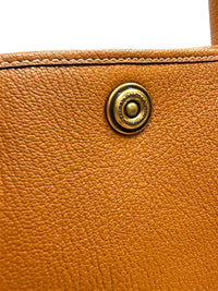 Lauren Ralph Lauren Brown Pebbled Leather Tote Handbag with Double Handles
