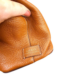 Lauren Ralph Lauren Brown Pebbled Leather Tote Handbag with Double Handles