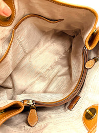 Lauren Ralph Lauren Brown Pebbled Leather Tote Handbag with Double Handles