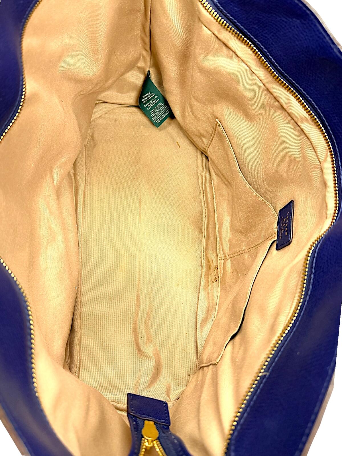 Lauren Ralph Lauren Navy Blue Leather Tote Bag