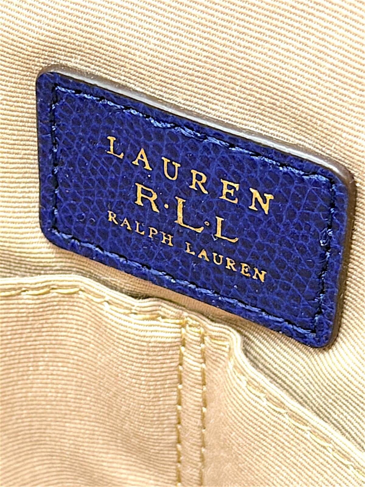 Lauren Ralph Lauren Navy Blue Leather Tote Bag