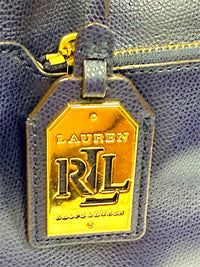 Lauren Ralph Lauren Navy Blue Leather Tote Bag