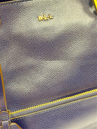 Lauren Ralph Lauren Navy Blue Leather Tote Bag