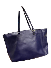 Lauren Ralph Lauren Navy Blue Leather Tote Bag