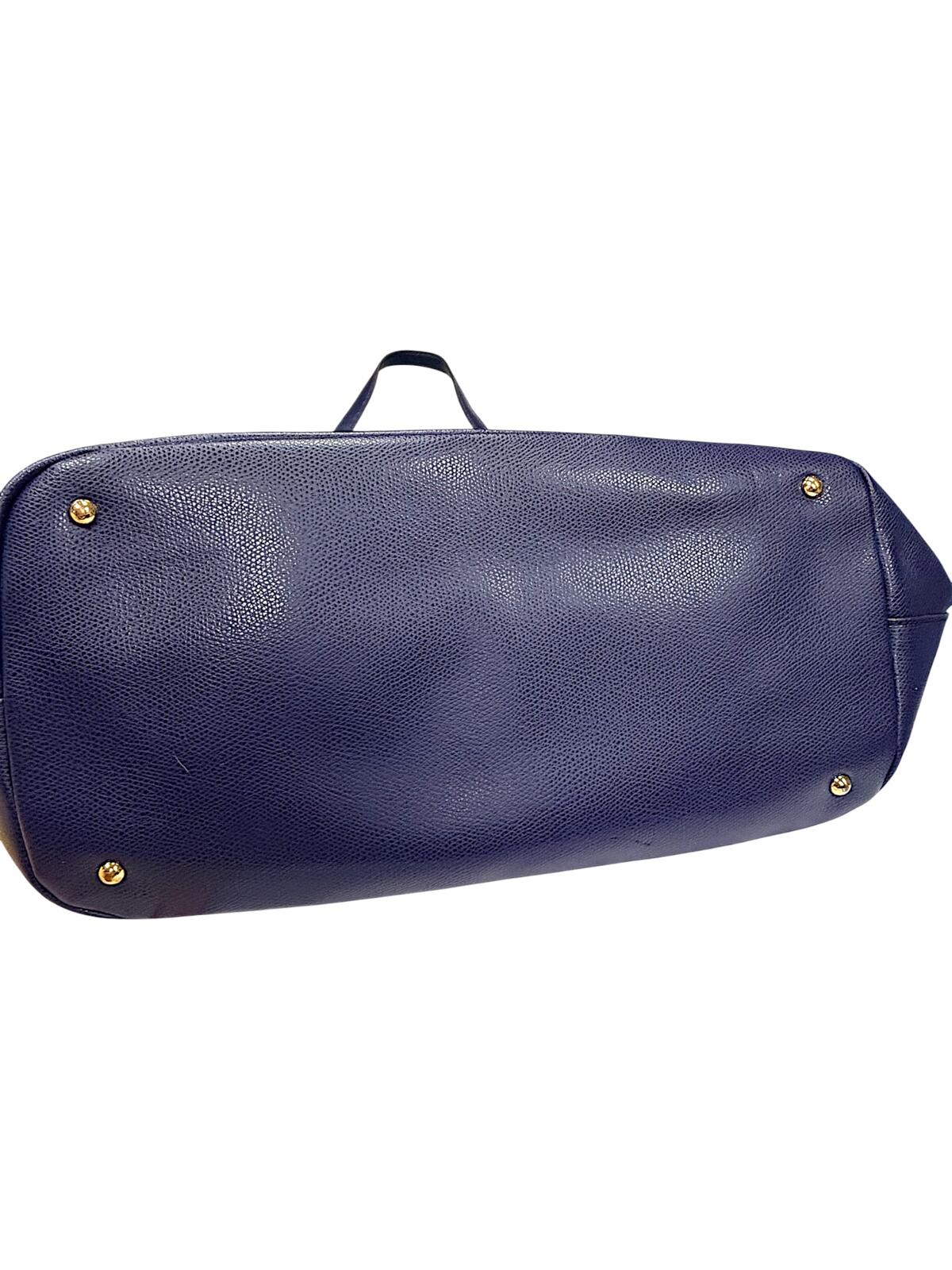 Lauren Ralph Lauren Navy Blue Leather Tote Bag