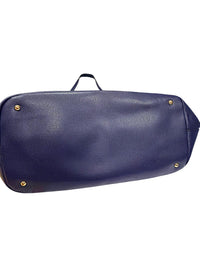 Lauren Ralph Lauren Navy Blue Leather Tote Bag
