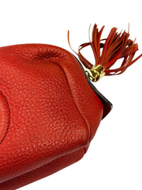 Gucci Soho Vanity Case Red Pebbled Leather Zip Pouch with Tassel with COA