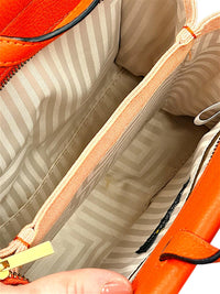 Kate Spade Saturday Orange and Beige Colorblock Canvas Satchel Bag