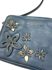 Michael Kors Blue Floral Applique Crossbody Bag