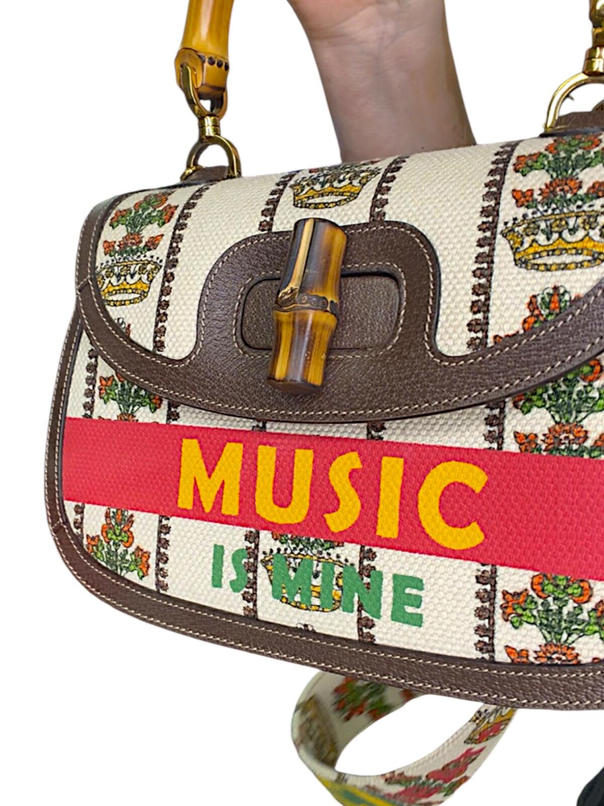 Gucci 100 Centennial Music Is Mine Bamboo 1947 Medium Top Handle Bag