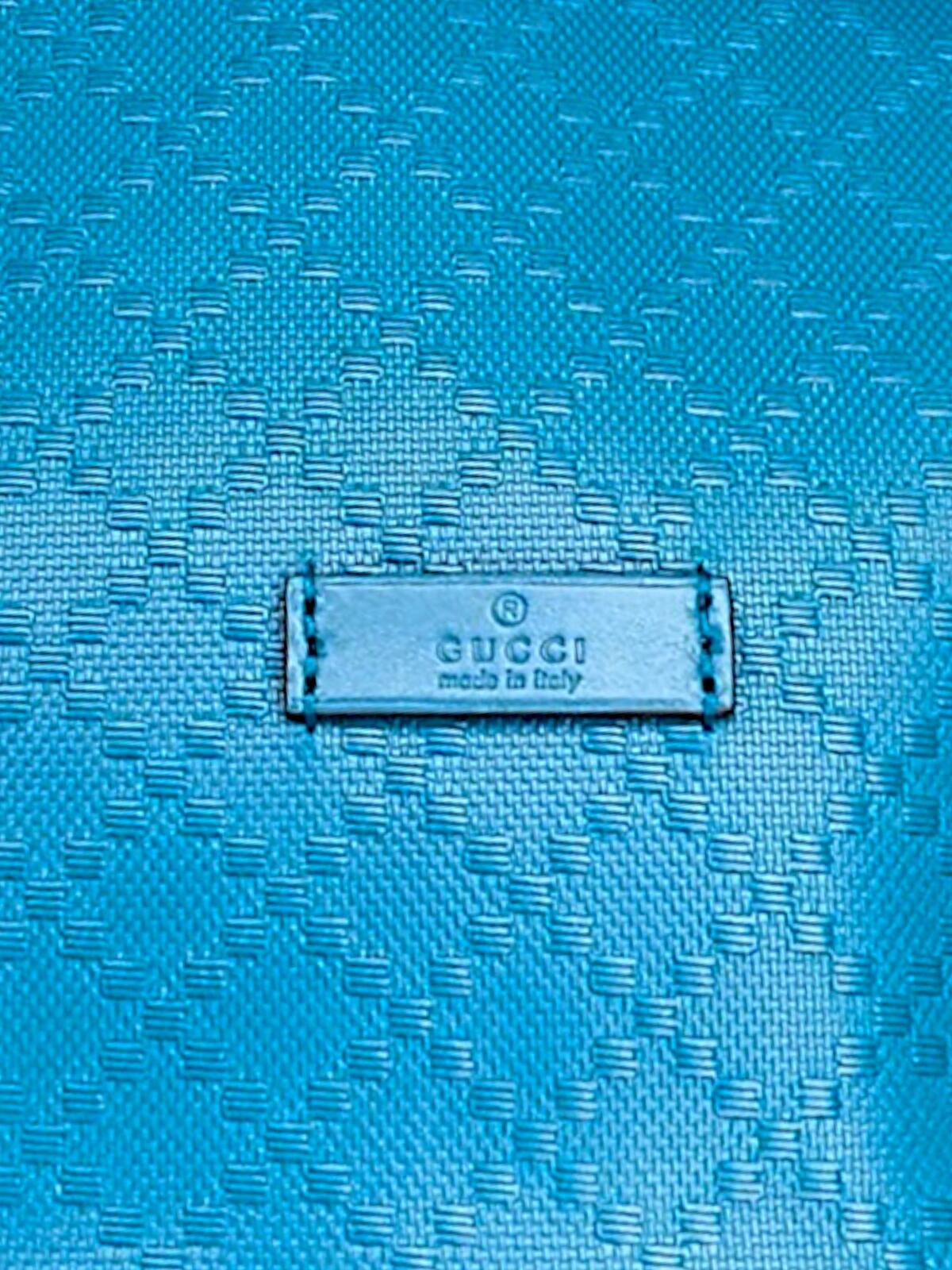 Gucci Bright Diamante Drawstring Bucket Bag Turquoise Blue Leather