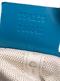 Gucci Bright Diamante Drawstring Bucket Bag Turquoise Blue Leather