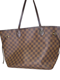 Louis Vuitton Neverfull MM Damier Ebene Tote Bag Red Interior Shoulder Bag