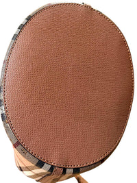 Burberry Haymarket Check Lorne Bucket Bag Pink Leather Crossbody with COA