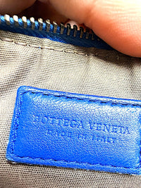 Bottega Veneta Blue Intrecciato Leather Zip Pouch Clutch